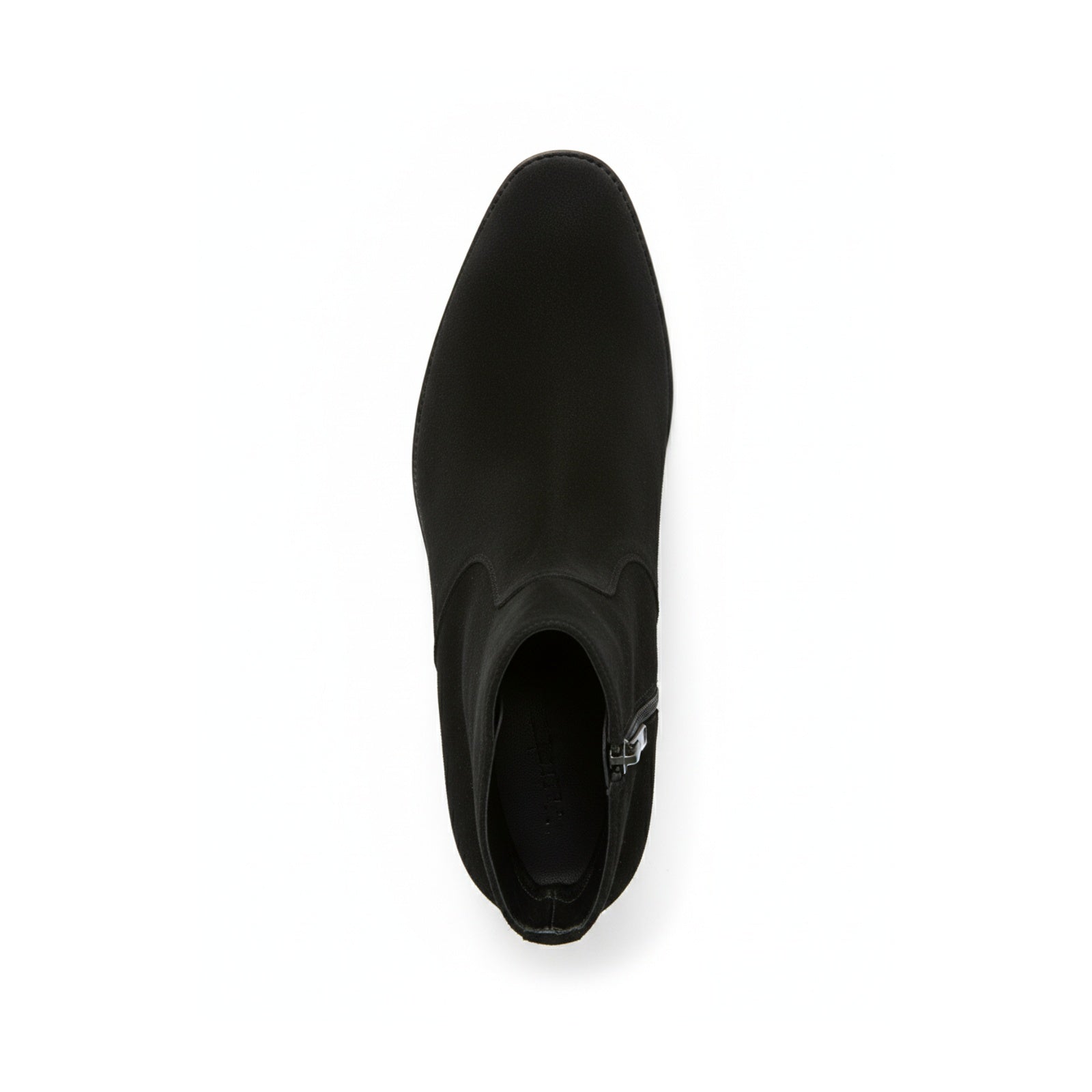 Handmade Mens Black Side Zipper Suede Leather Boots, Mens Ankle High Suede - top-down-view