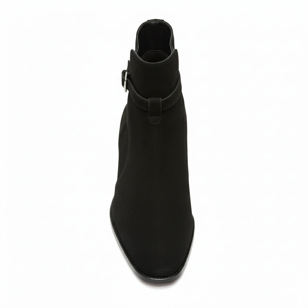 Handmade Mens Black Suede Leather Boots, Men Black Jodhpurs Leather Boot - top-down-view