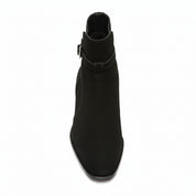 Handmade Mens Black Suede Leather Boots, Men Black Jodhpurs Leather Boot - top-down-view