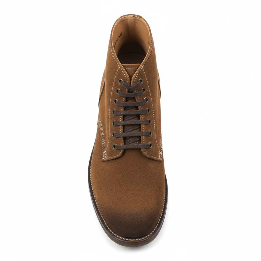 Men's Brown Suede Lace-Up Ankle Boots - top-down-view