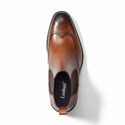Men's Cow Leather Wingtip Dress Boots - top-down-view