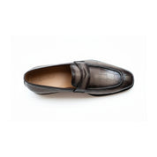Men's Gray Crocodile Leather Moccasin Dress Shoes - top-down-view