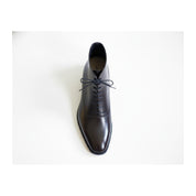 Handmade Mens Fashion Ankle Leather Boot, Men Black Lace Up Boot, Mens Boot - top-down-view