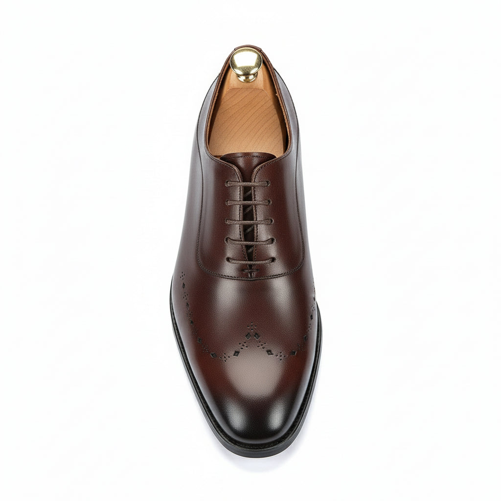Men's Black Leather Formal Dress Shoes - top-down-view