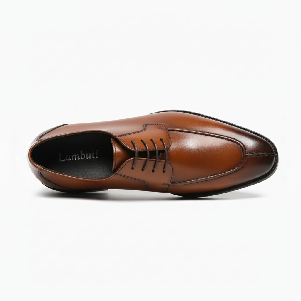 Men's Black Leather Derby Shoes - top-down-view