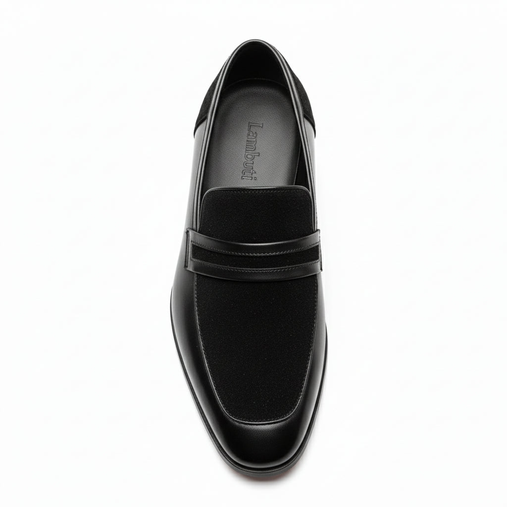 Handmade Mens Leather Shoes, Men Formal Slip on Leather Moccasin Dress Shoe - top-down-view