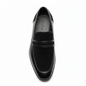 Handmade Mens Leather Shoes, Men Formal Slip on Leather Moccasin Dress Shoe - top-down-view