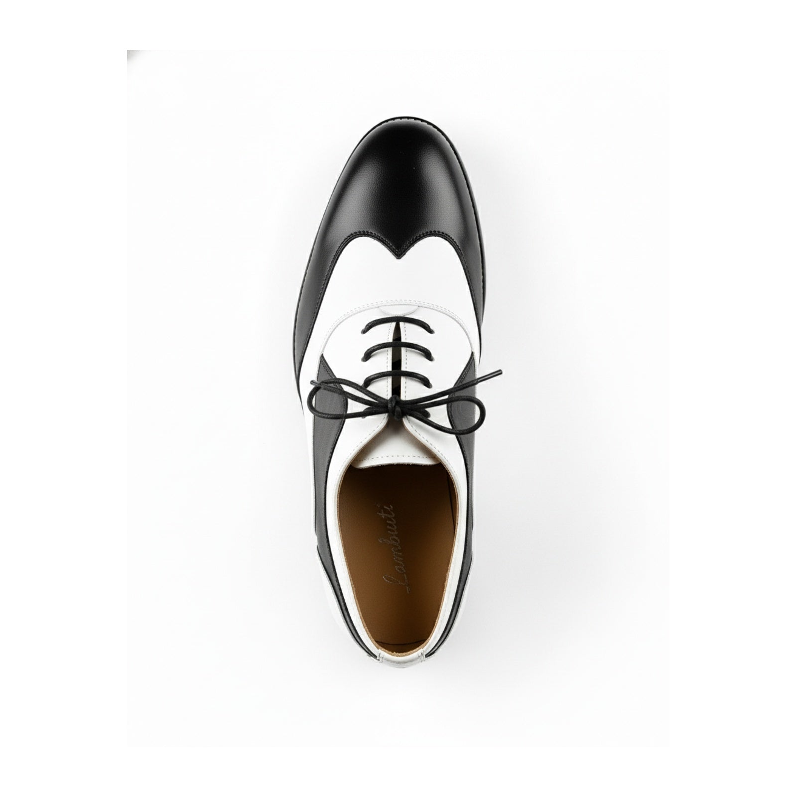 Handmade Mens Spectator Shoes, Men Black and White Lace Up Shoes, Shoes - top-down-view