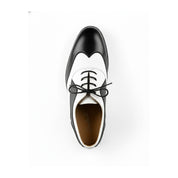 Handmade Mens Spectator Shoes, Men Black and White Lace Up Shoes, Shoes - top-down-view