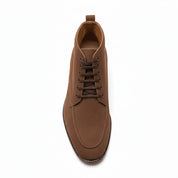 Men's Brown Suede Moc-Toe Lace-Up Boots - top-down-view