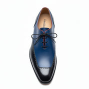 Leather Formal Dress Shoes in Black and Blue - top-down-view