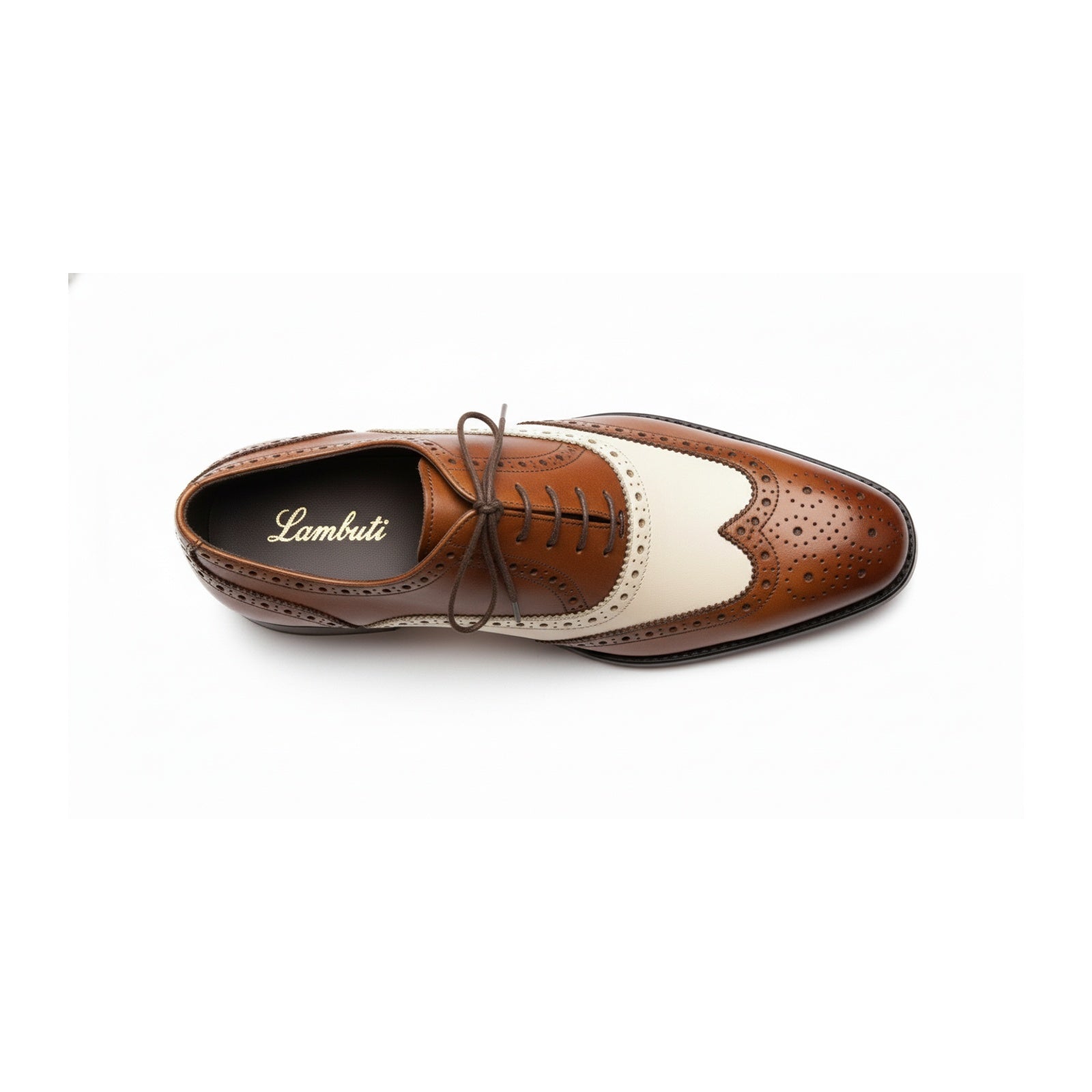 Men Spectator Shoes, Two Tone Shoes, Brown and White Formal Shoes, - top-down-view