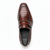 Men's Alligator Embossed Leather Moccasins - top-down-view