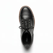Men's Ankle High Black Leather Casual Boots - top-down-view