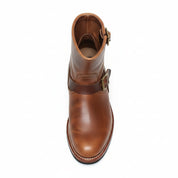 Men's Antique Brown Leather Motorcycle Boots - top-down-view