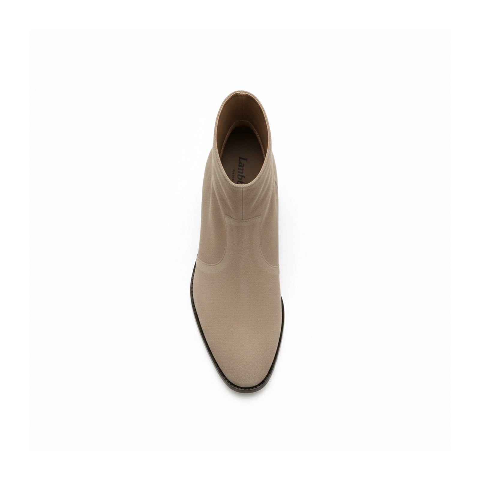 top-down-view - Men's Beige Suede Ankle Boots with Zipper Closure