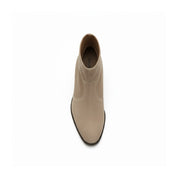 top-down-view - Men's Beige Suede Ankle Boots with Zipper Closure