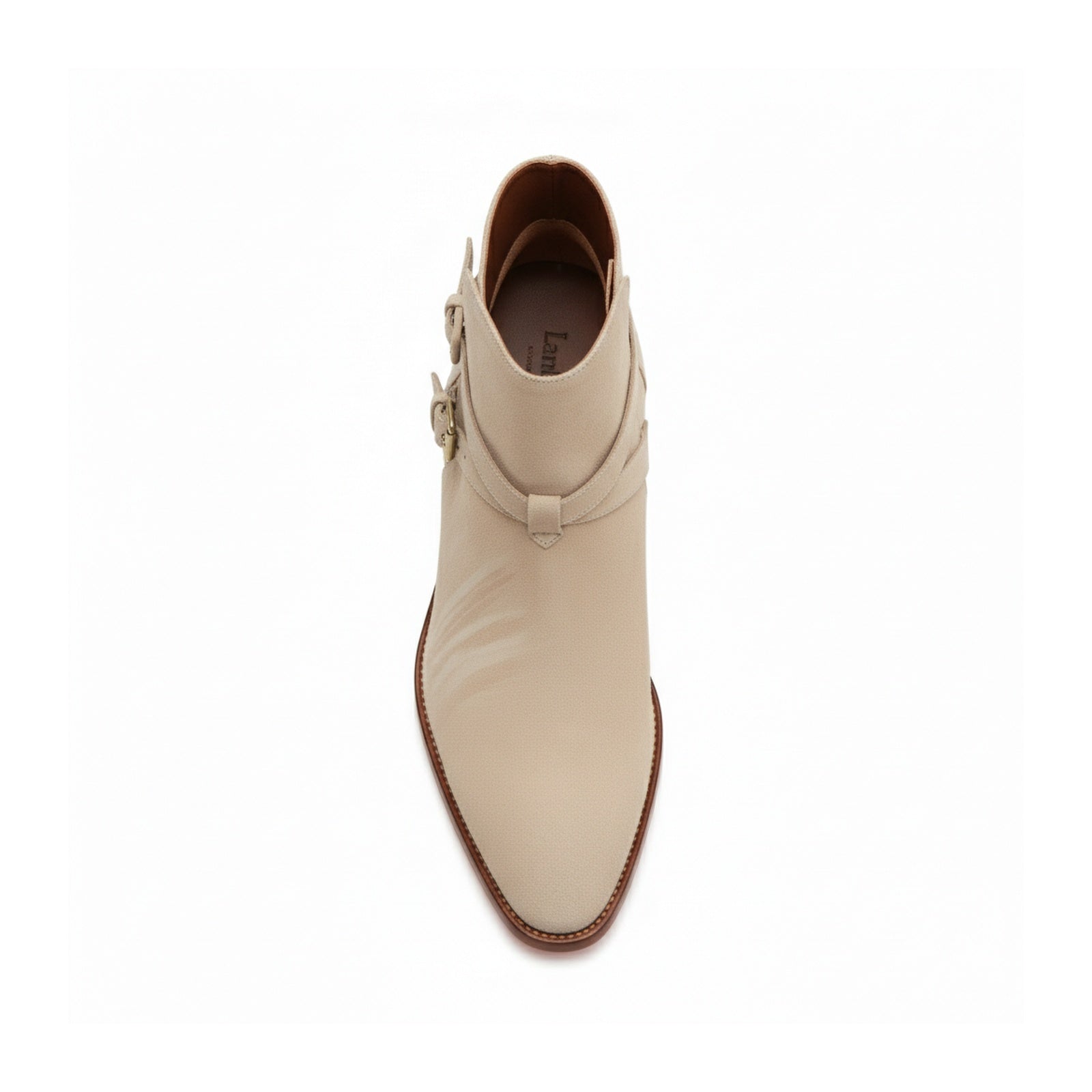 top-down-view - Men's Beige Suede Jodhpurs Boots with Ankle Strap