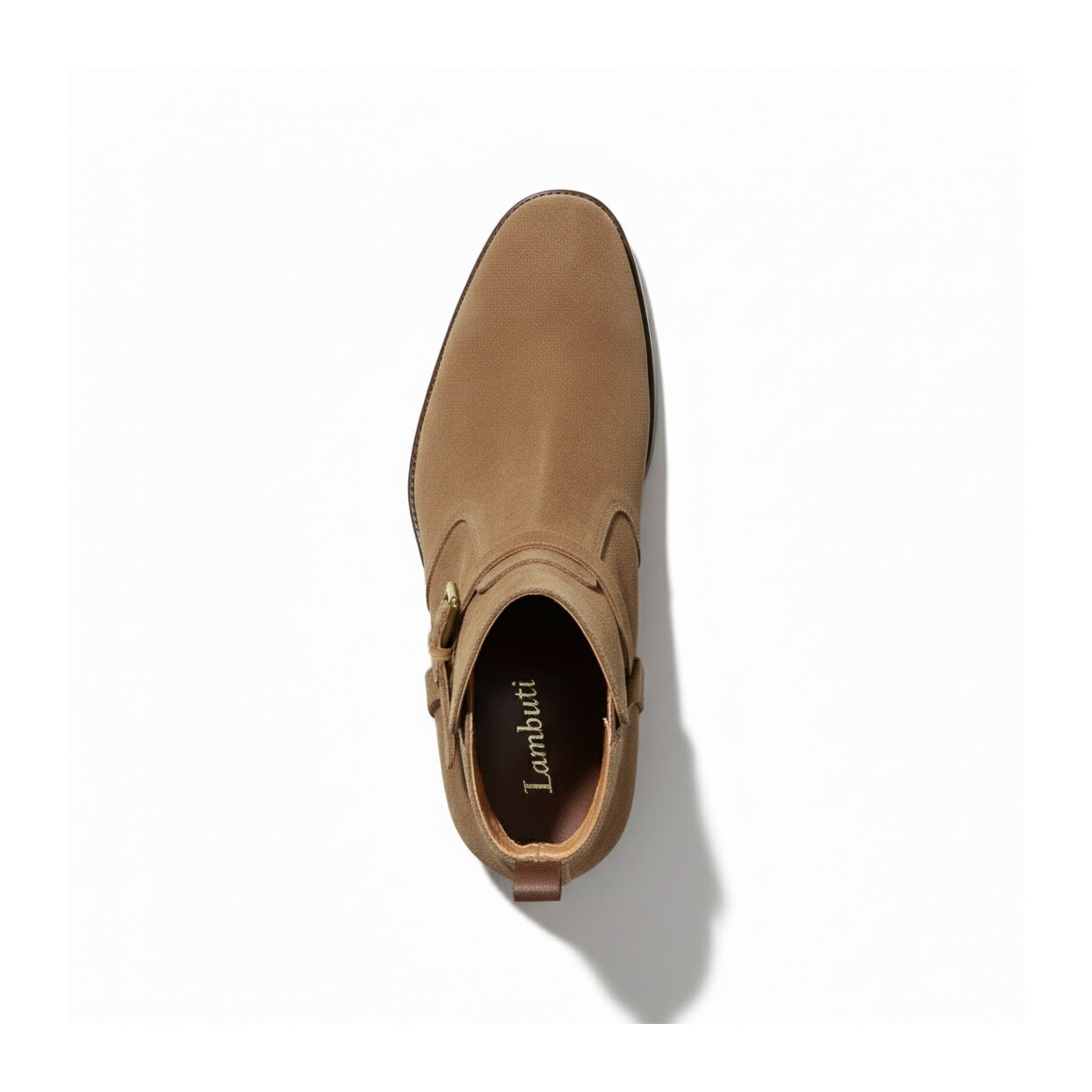 top-down-view - Men's Beige Suede Jodhpurs Boots with Monk Strap Closure