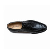Men's Black Alligator Embossed Leather Dress Shoes - top-down-view