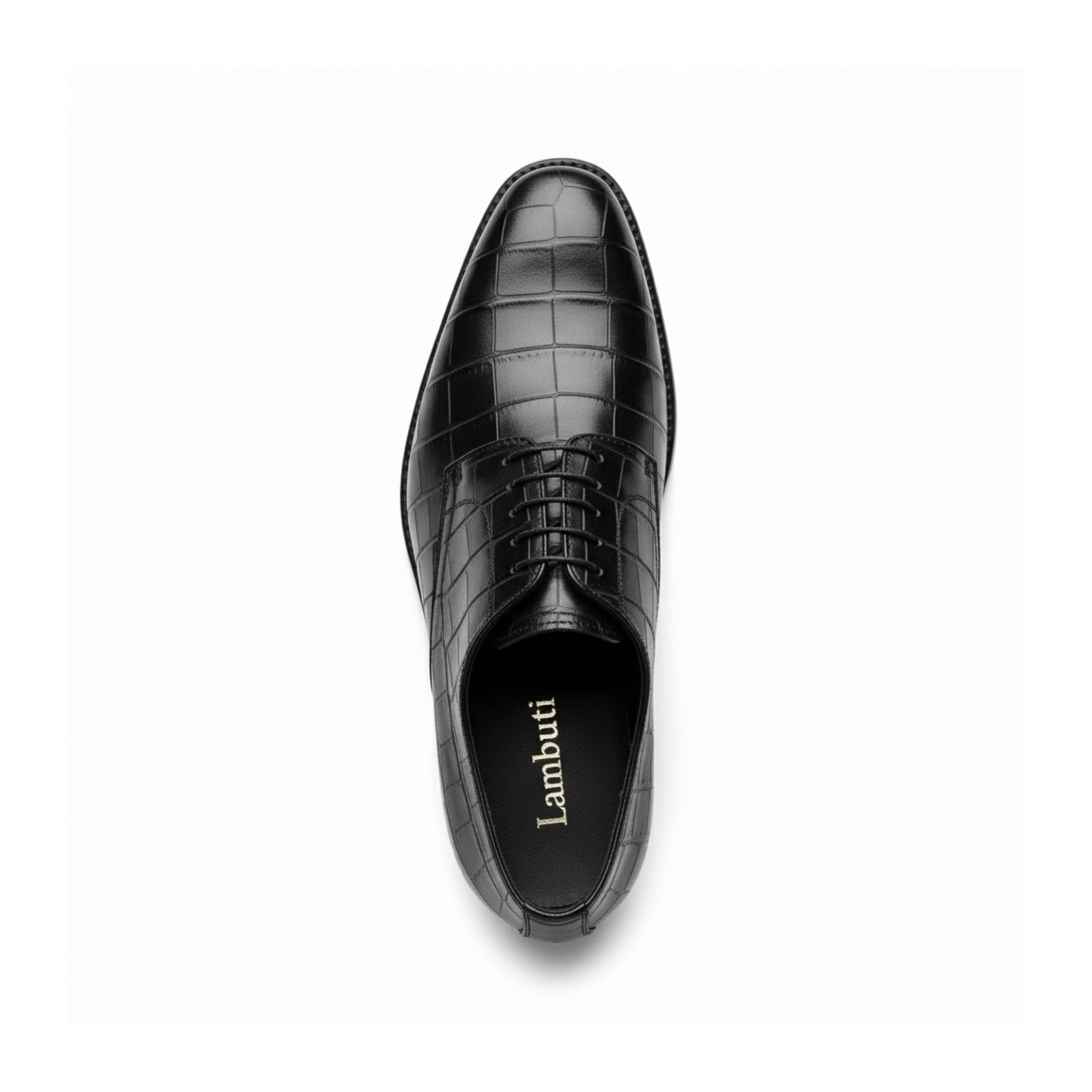 top-down-view - Men's Black Alligator Leather Oxford Shoes