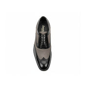 Men's Black and Gray Wingtip Brogue Tuxedo Dress Shoes - top-down-view