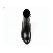 Men's Black Ankle Leather Boots with Side Zipper - top-down-view