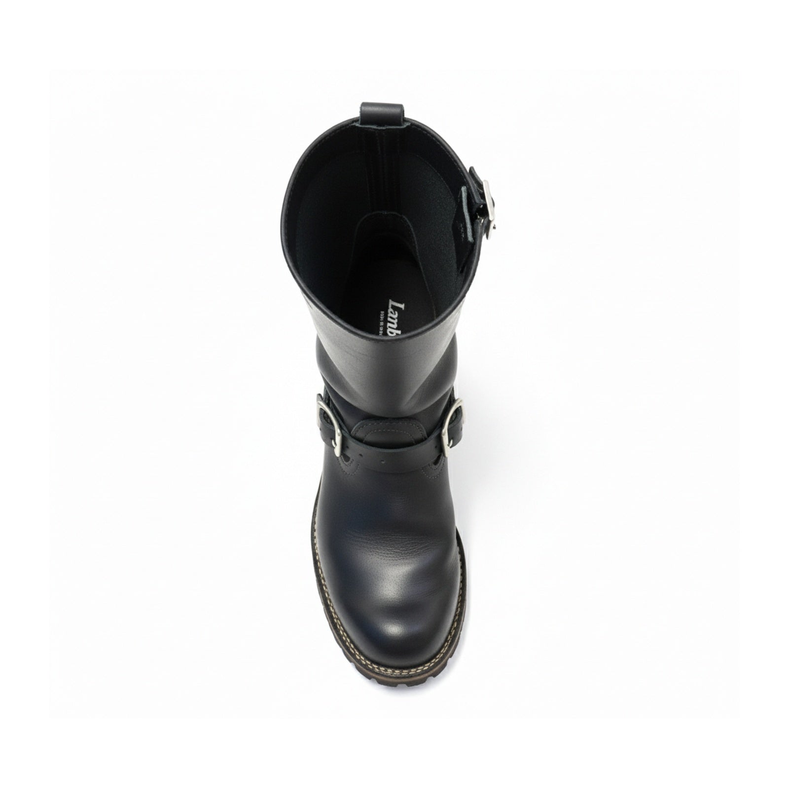 Men's Black Biker Leather Boots - top-down-view