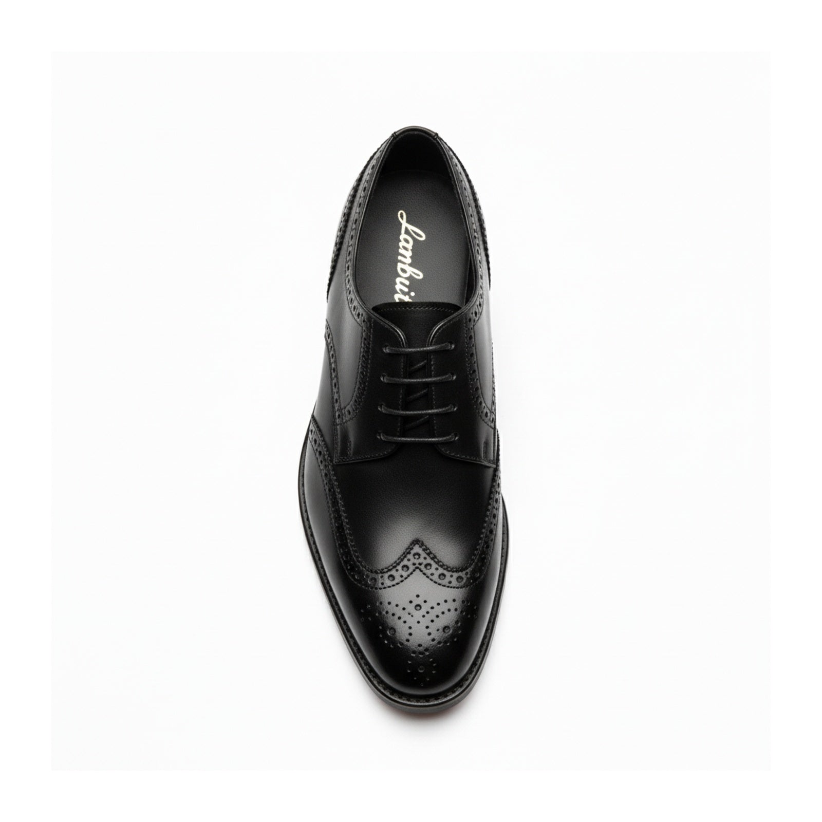 top-down-view - Men's Black & Brown Leather Wingtip Dress Shoes