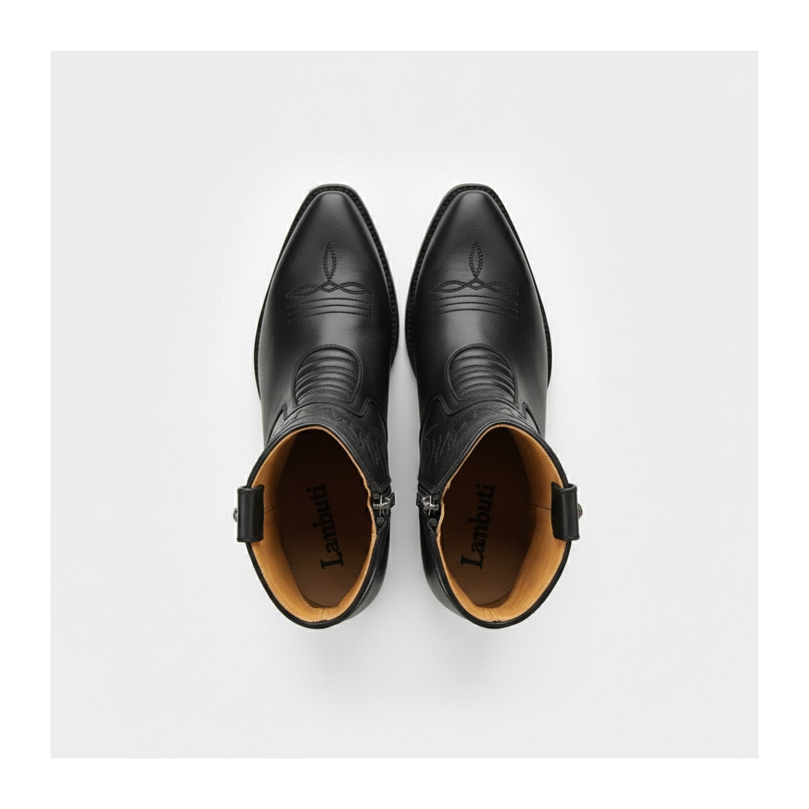 top-down-view - Men's Black Calf Leather Ankle Boots