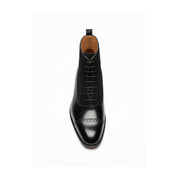 Men's Black Cap Toe Lace-Up Ankle Boots - top-down-view