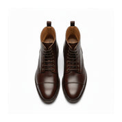 top-down-view - Men's Black Cap-Toe Leather Ankle Boots