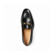 top-down-view - Men's Black Cow Leather Casual Loafers