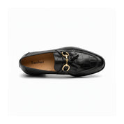 top-down-view - Men's Black Crocodile Leather Fringe Moccasins