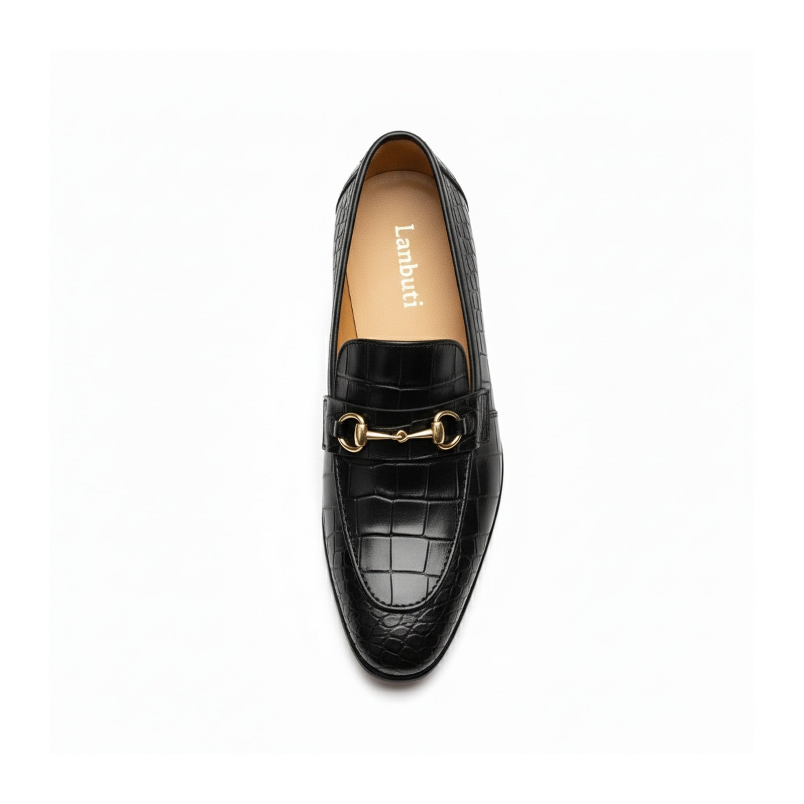 top-down-view - Men's Black Crocodile Leather Moccasin Loafers