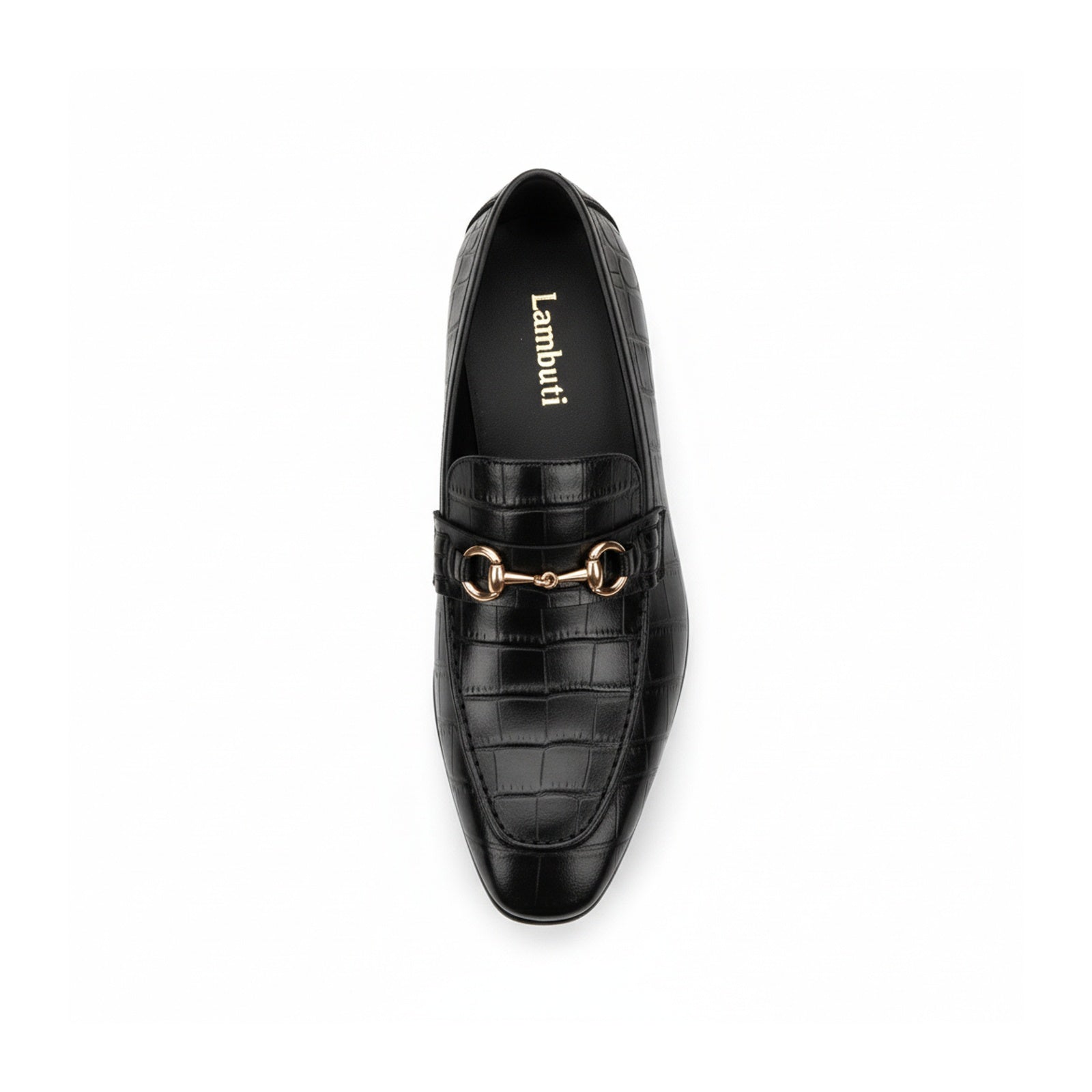 top-down-view - Men's Black Crocodile Leather Moccasins