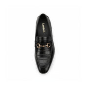 top-down-view - Men's Black Crocodile Leather Moccasins