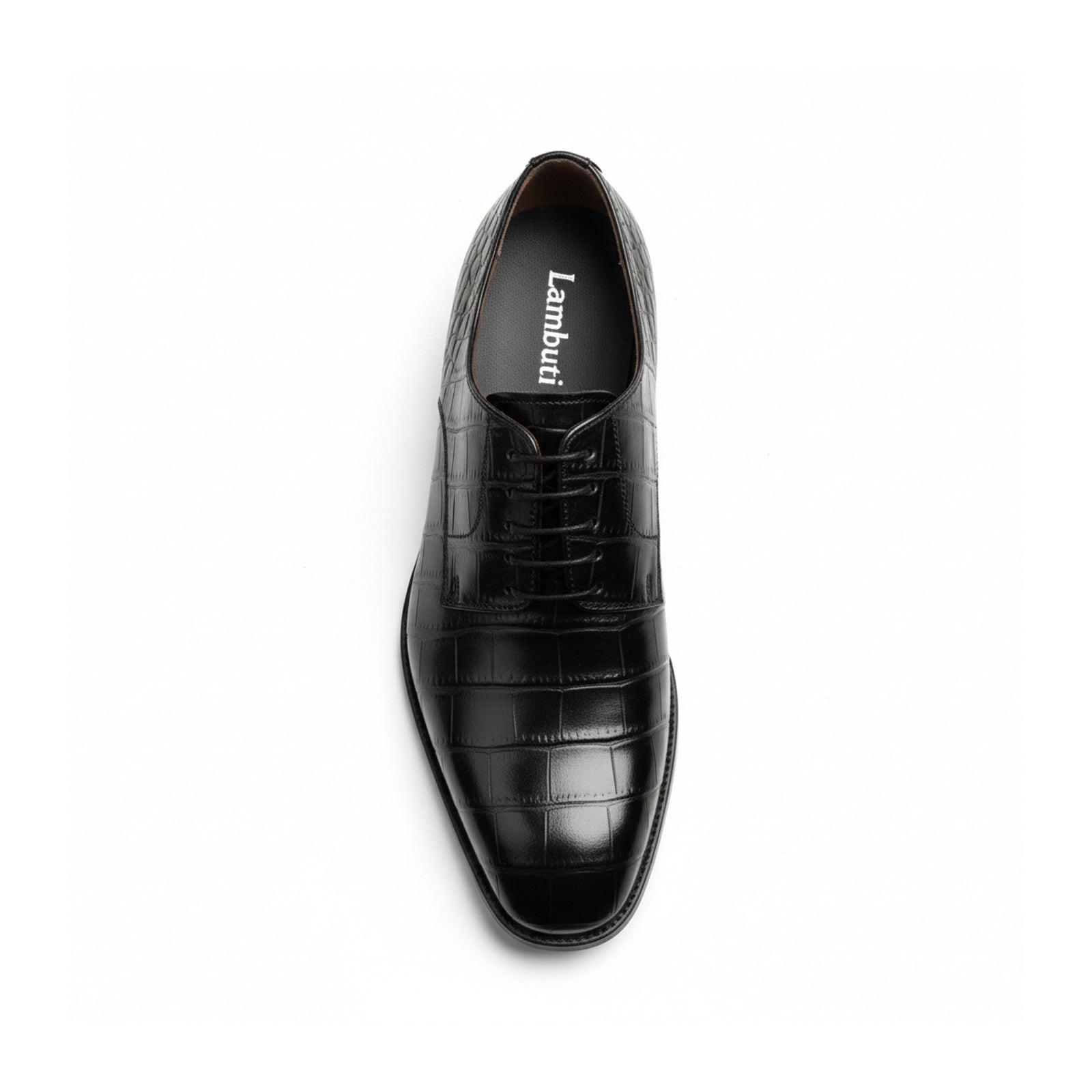top-down-view - Men's Black Crocodile Leather Oxford Shoes