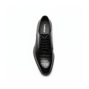 top-down-view - Men's Black Crocodile Patterned Leather Oxfords