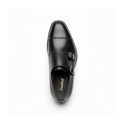 top-down-view - Men's Black Double Monk Leather Dress Shoes
