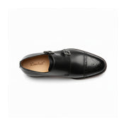 top-down-view - Men's Black Double Monk Strap Leather Shoes