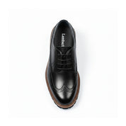 top-down-view - Men's Black Genuine Leather Brogue Dress Shoes