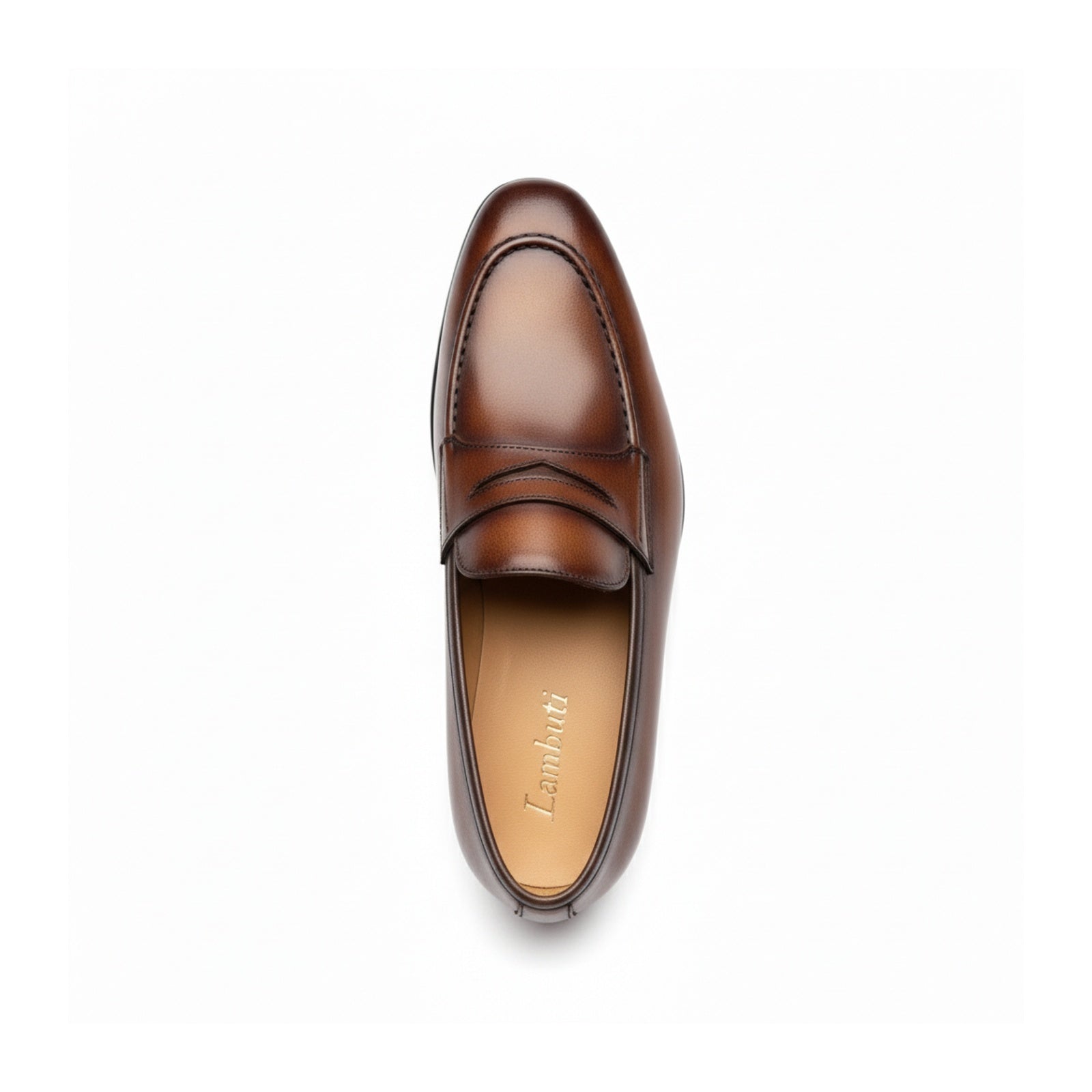 top-down-view - Men's Black Genuine Leather Formal Penny Loafer Shoes