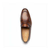 top-down-view - Men's Black Genuine Leather Formal Penny Loafer Shoes