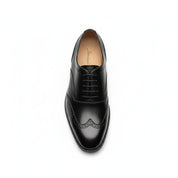 top-down-view - Men's Black & Gray Leather Wingtip Formal Shoes