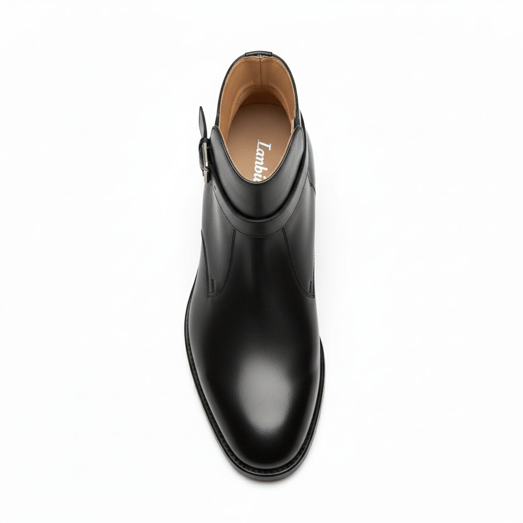 Men's Black Handmade Jodhpurs Ankle Boots - top-down-view