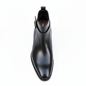 Men's Black High Ankle Leather Boots - top-down-view