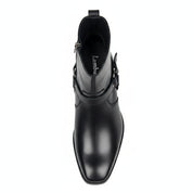 Men's Black Leather Ankle Designer Boots - top-down-view