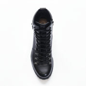 Men's Black Leather Biker Ankle Boots - top-down-view