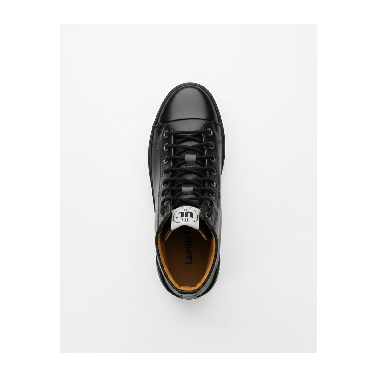 top-down-view - Men's Black Leather Biker Sneakers